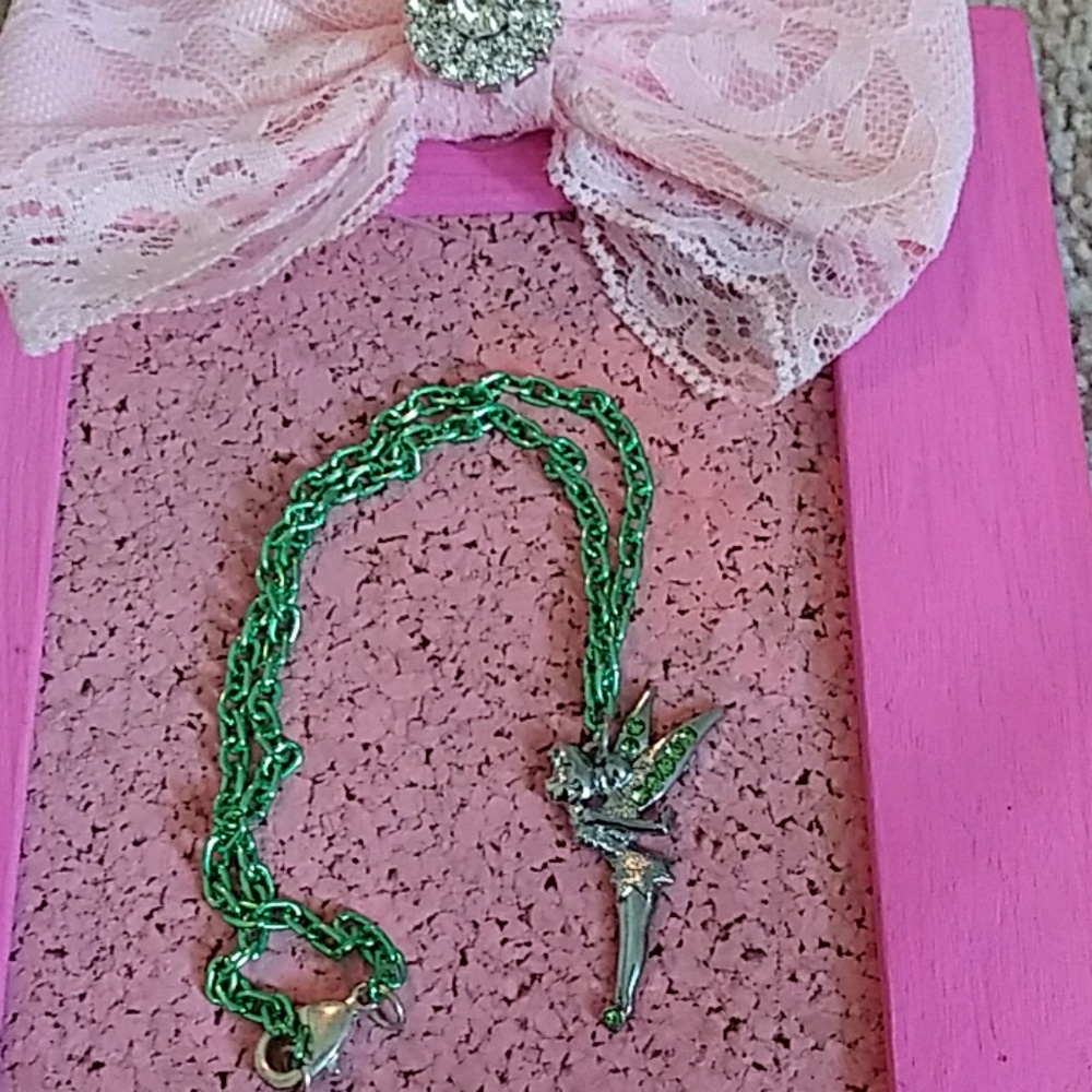 Handmade tinkerbell charm necklace
